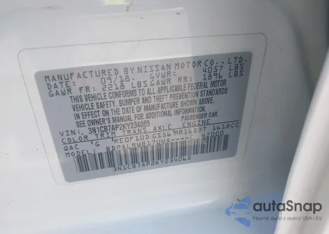 2019 Nissan Sentra Sr Turbo from USA, damaged, VIN 3N1CB7AP2KY234065